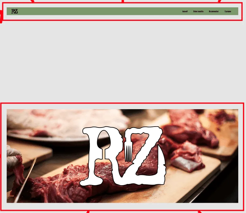 Impression écran montrant un exemple de découpage pour le header entre une div et une nav