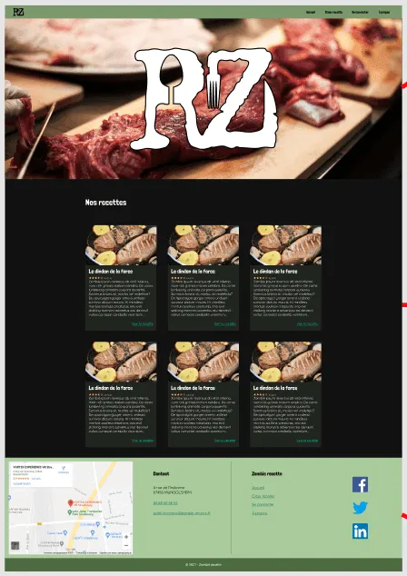 Impression écran montrant la maquette du site Recettes Zombies